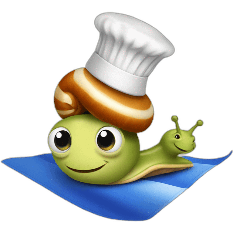 adorable snail with French flag and chef hat emoji