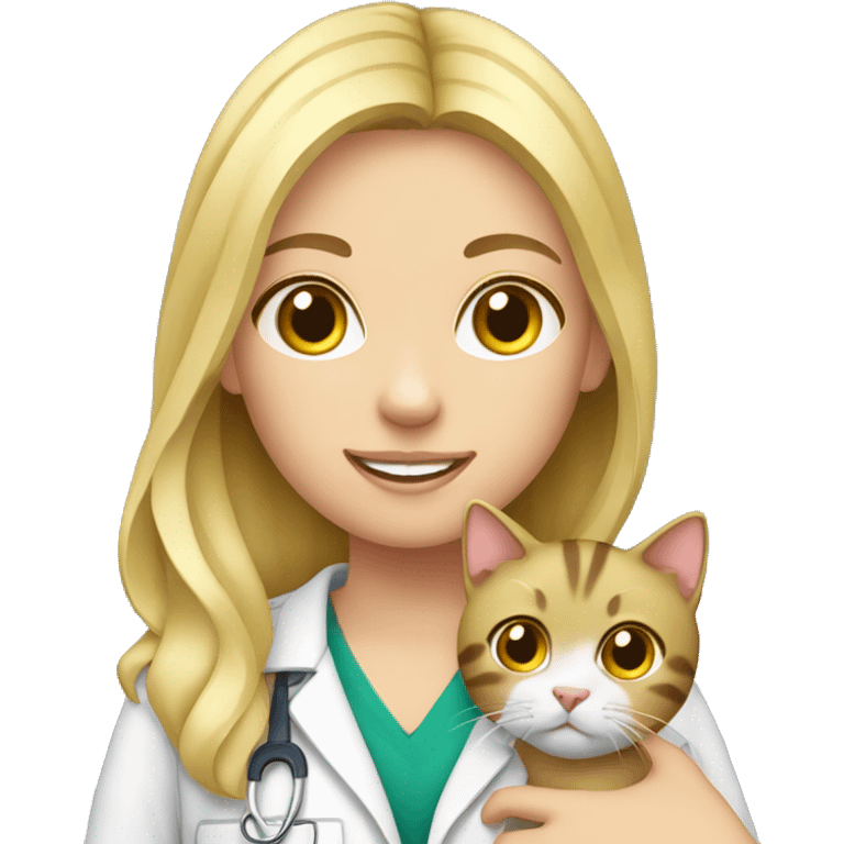 Vet blond girl holding cat emoji