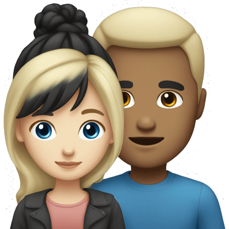 Blonde girl with blue eyes and light skinned Filipino man with black hair emoji