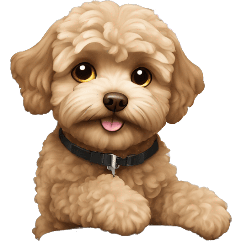 Brown Maltipoo in airplane emoji