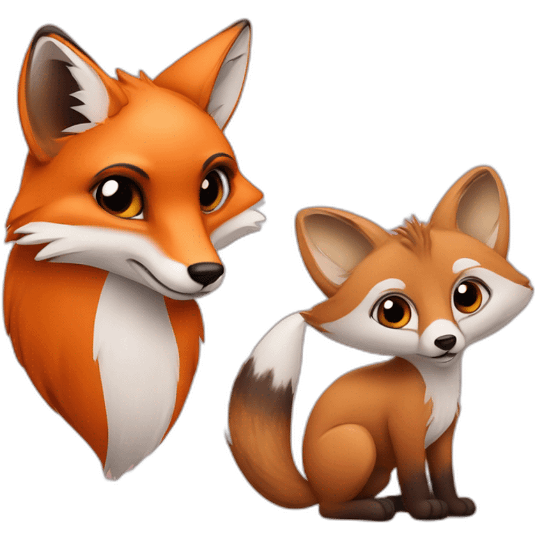 Fox and suricate in love emoji