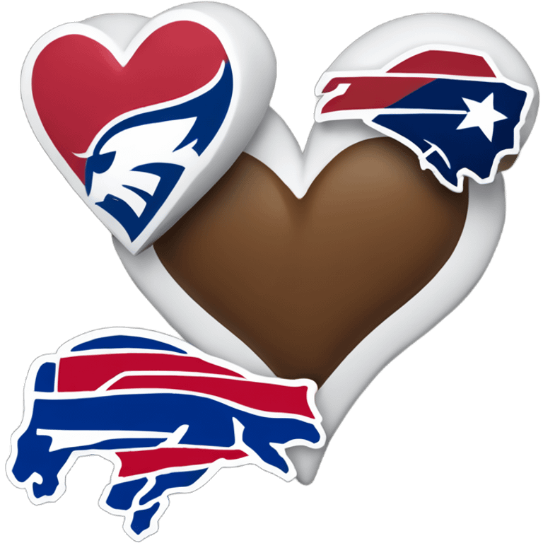 Heart emoji with 3 colors, blue border outside, red heart inside, smaller white heart inside of that, with the nfl Buffalo bills in the middle  emoji