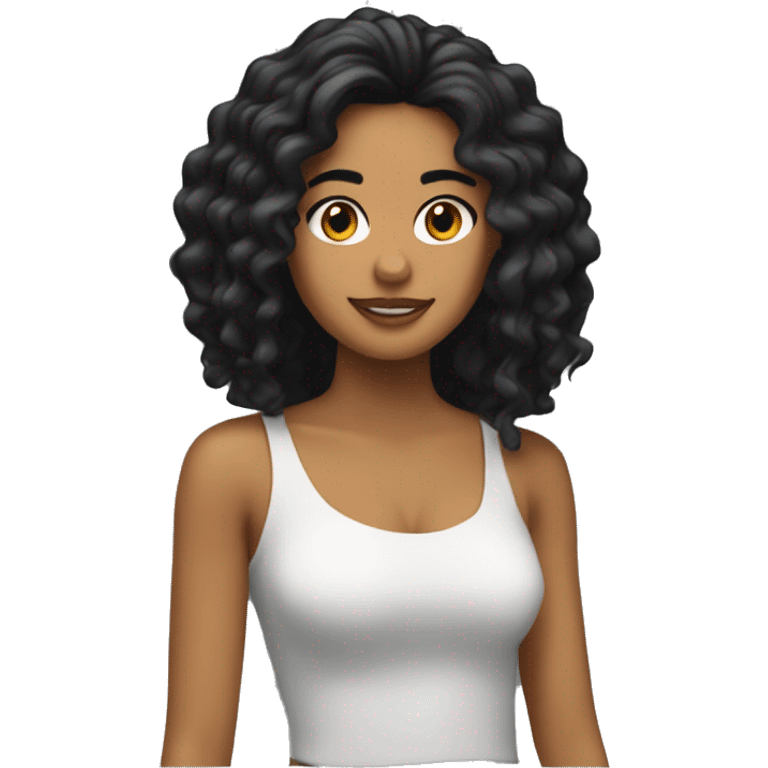 Chica morena con pelo negro largo emoji