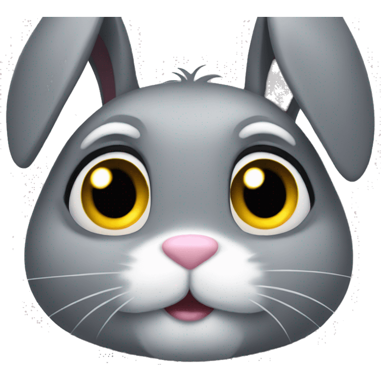 grey bunny giving googly eyes  emoji