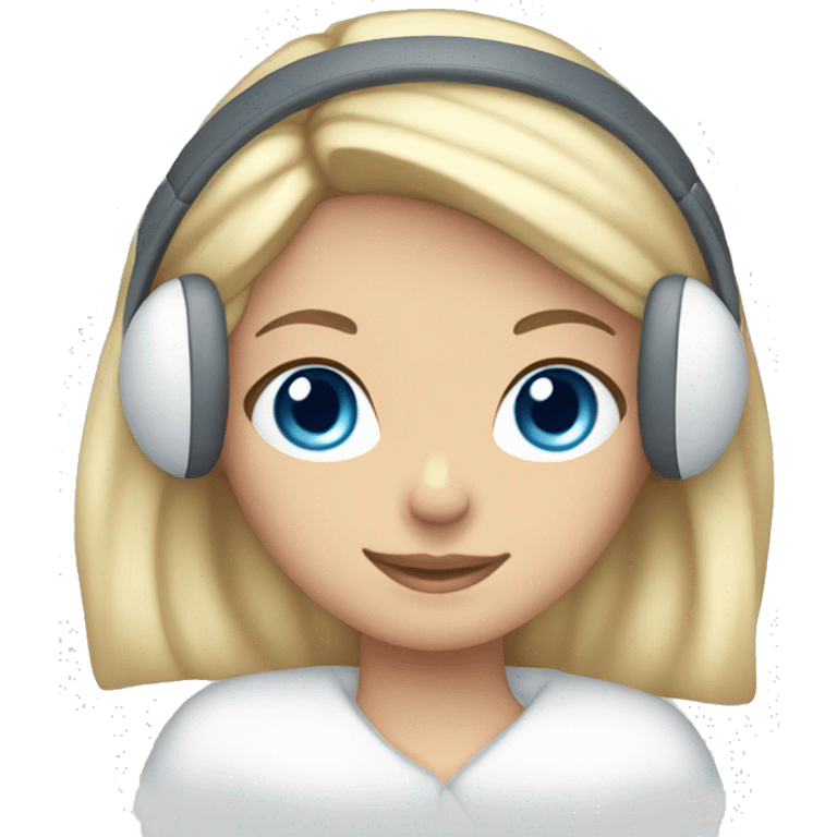 long blonde hair blue eyed girl wearing white earmuffs emoji