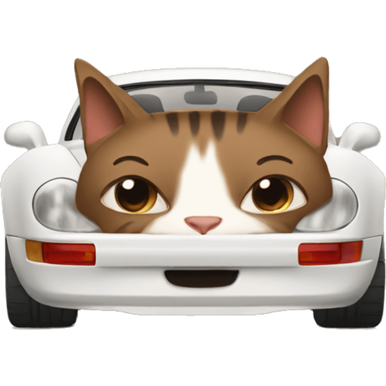 Porsche with brown cat emoji