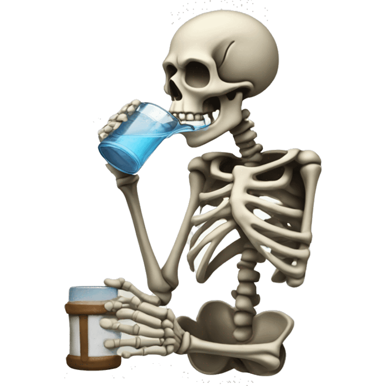 skeleton drinking water from a Stein emoji