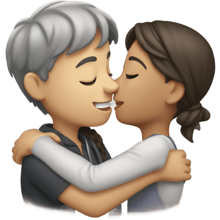 Girl kissing boy emoji