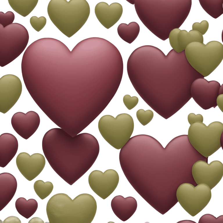 Two emoji hearts (one merlot wine color, the second dark khaki green) in love  emoji