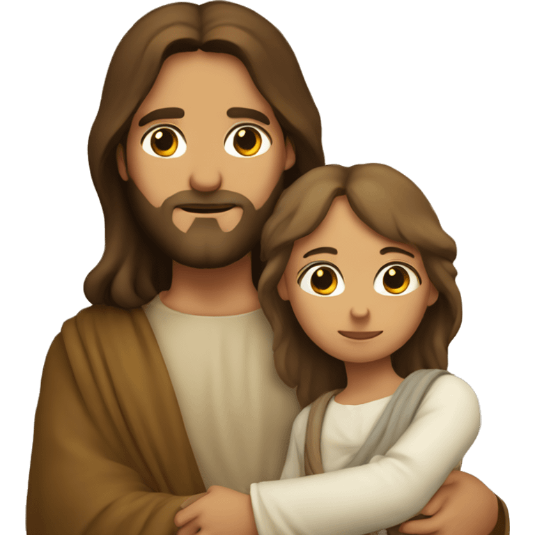 Jesus holding a girl  emoji