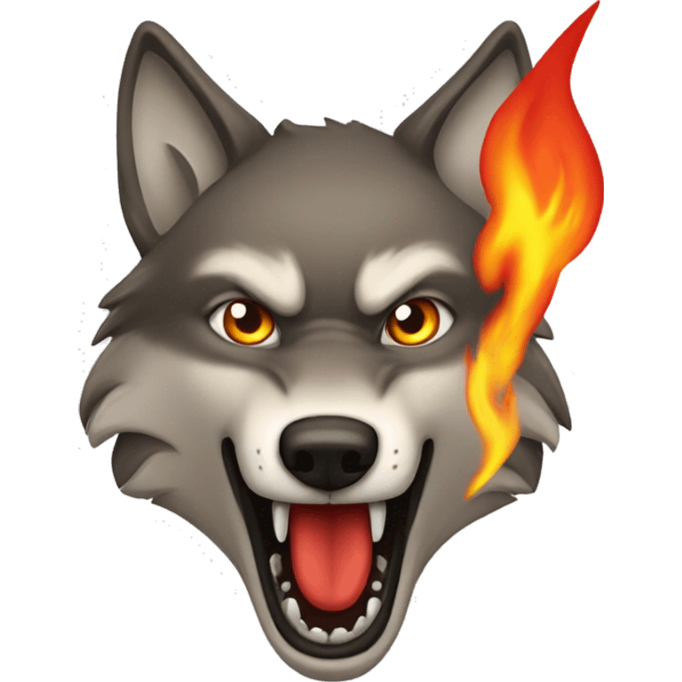 Wolf with fire in mouth emoji