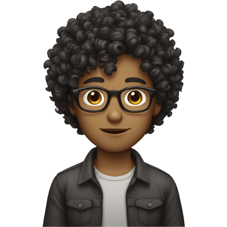 Curly hair boys with glasses emoji