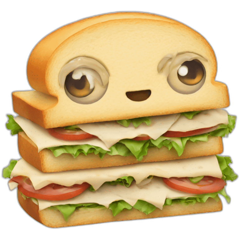 Sandwich with eyes and hands emoji