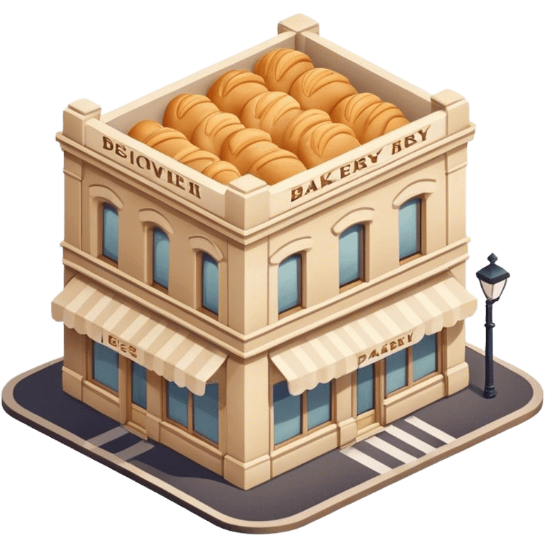 beige parisian bakery, isometric exterior view emoji