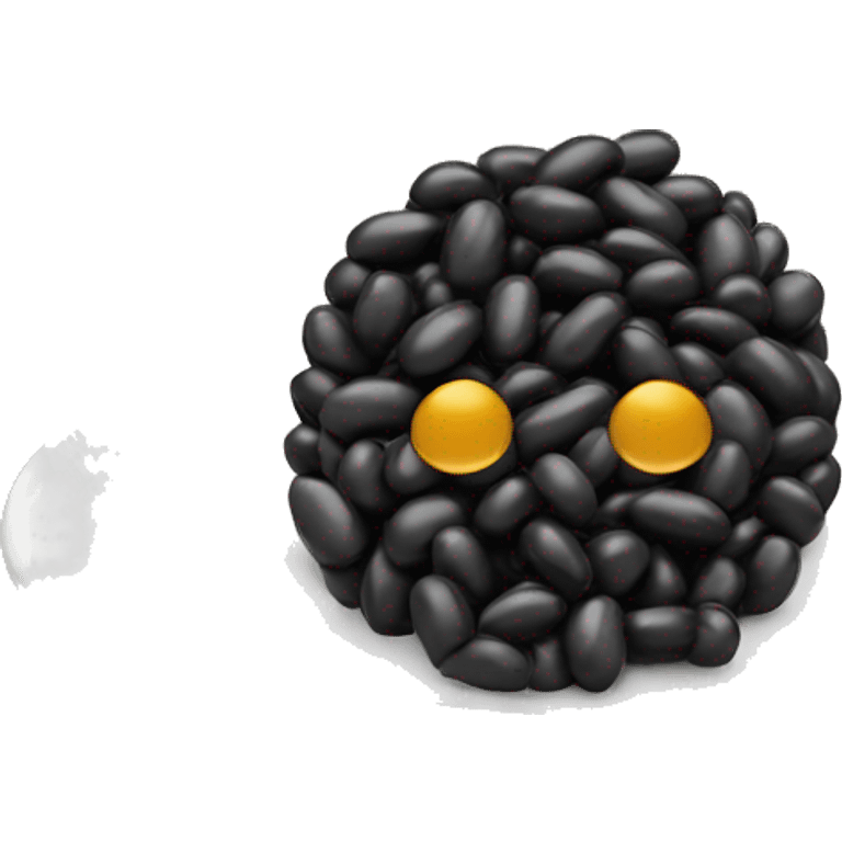 Black beans on plate of rice emoji