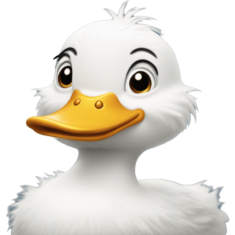 White furry duck smiling emoji