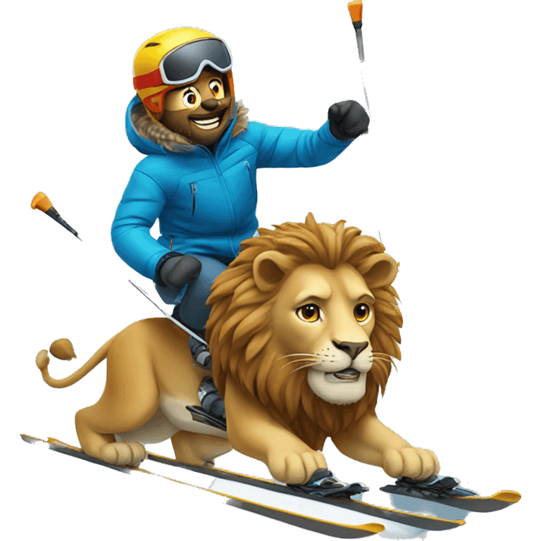 Lion skiing emoji