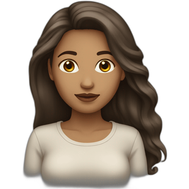 woman light brown skin long dark hair emoji