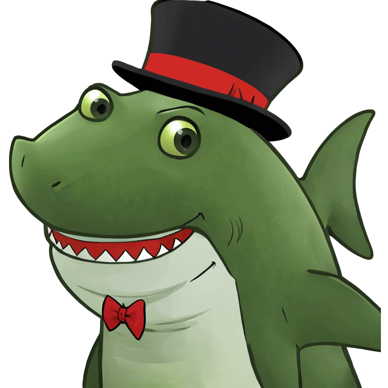 Shark with a top hat emoji