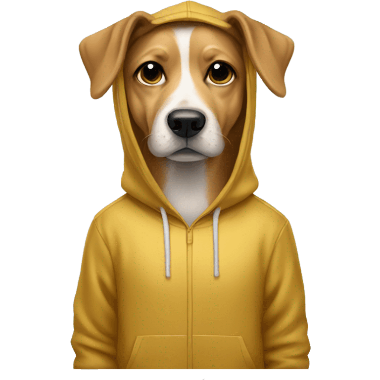 Dog wearing a gold hoddie emoji