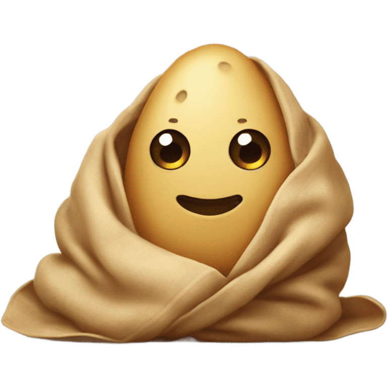 A cute potato that’s alive wrapped in a blanket emoji