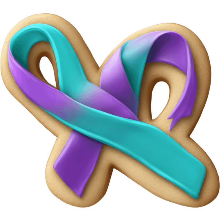 Purple teal Suicide awareness ribbon, heart cookie emoji