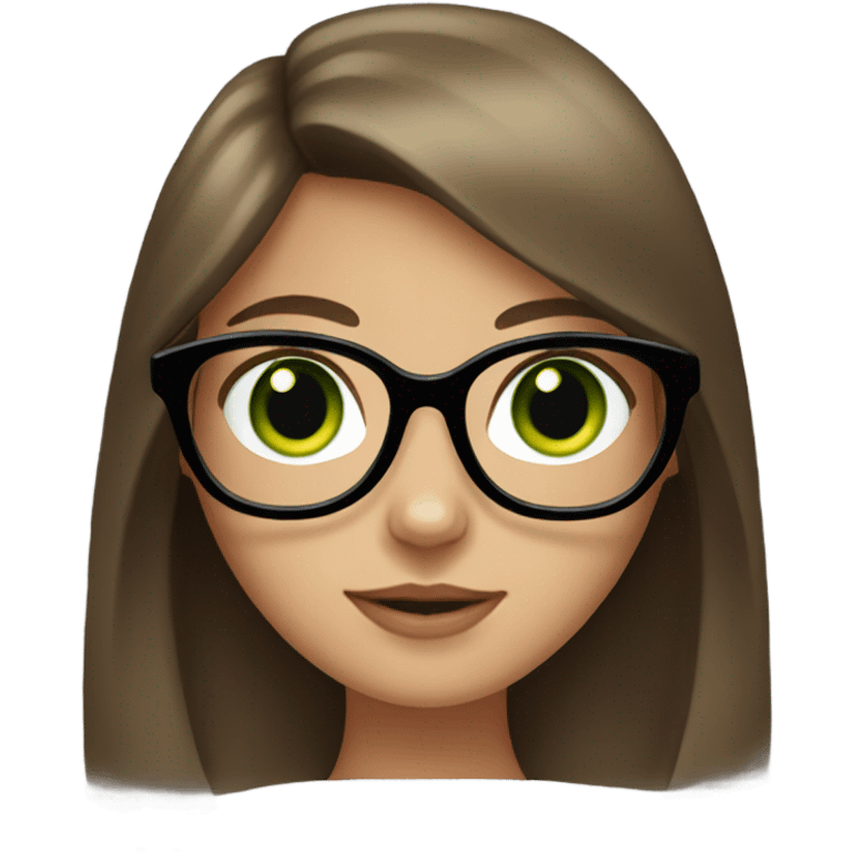 Girl with long brown hair and green eyes with glasses holding a black cat  emoji