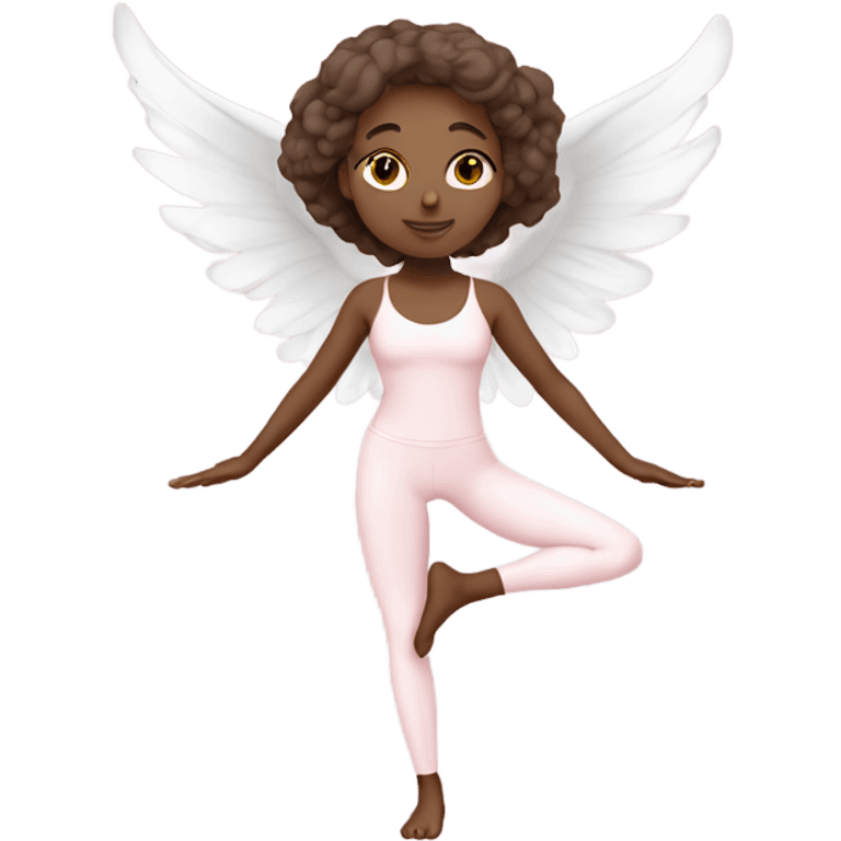 white angelic yoga girl in light pink yoga outfit emoji