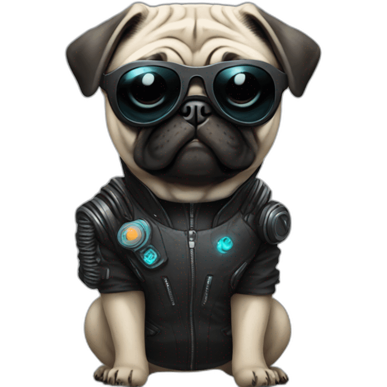 pug with black sunglasses and wearing a cyberpunk suit emoji