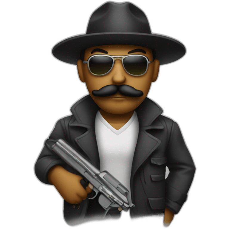 Gangster with a mustache and a gun emoji