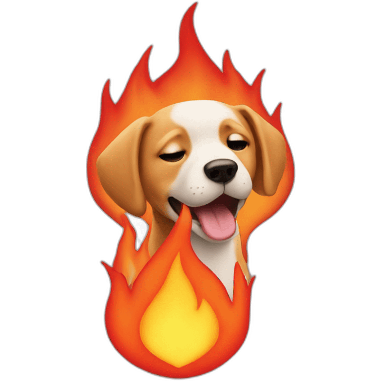 Heart emoji while on fire that turns into a dog emoji