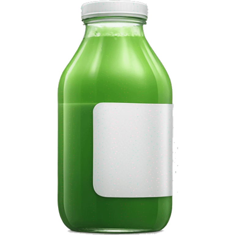 aesthetic green juice in clear drink bottle with white screw lid realistic soft textures emoji