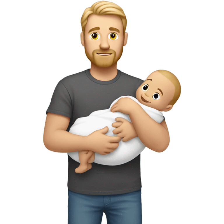 White dad holding white new born baby  emoji