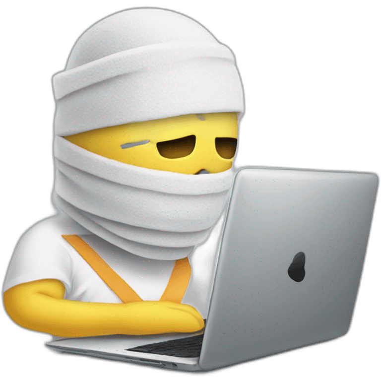 Hurt laptop with head bandages emoji