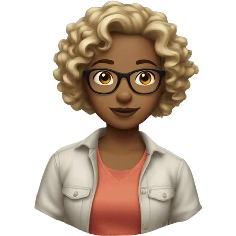 girl with medium curly dirty blond hair not long with glasses  emoji