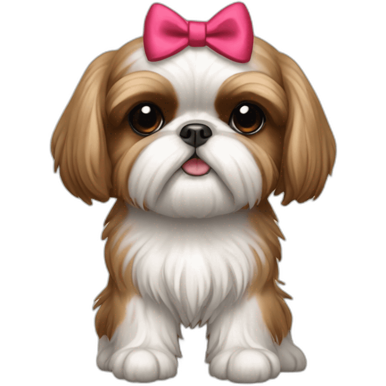 Dog Shih Tzu with a bow on head full-body emoji