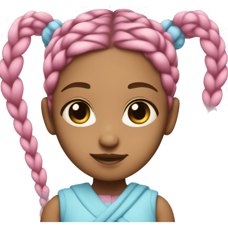 Girl with baby blue and pink braids (colors braid together).  emoji