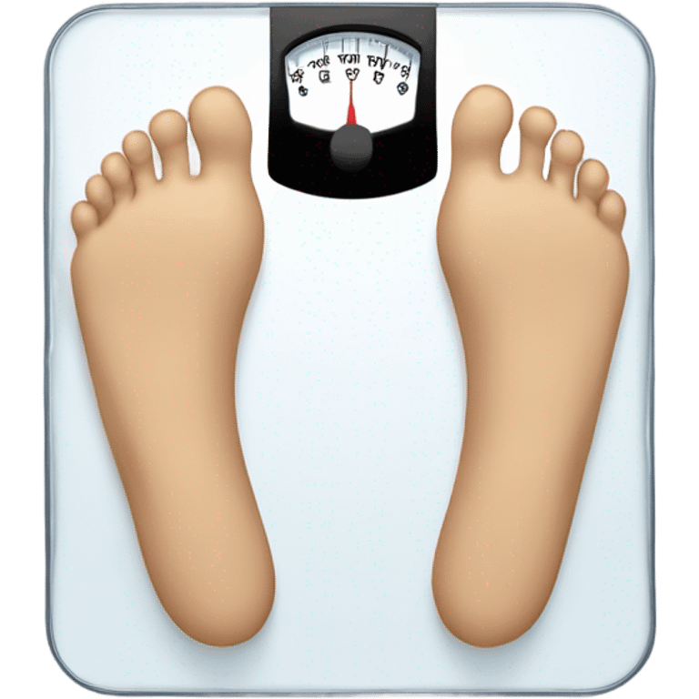 Man’s bare legs and feet on square weight loss scale emoji