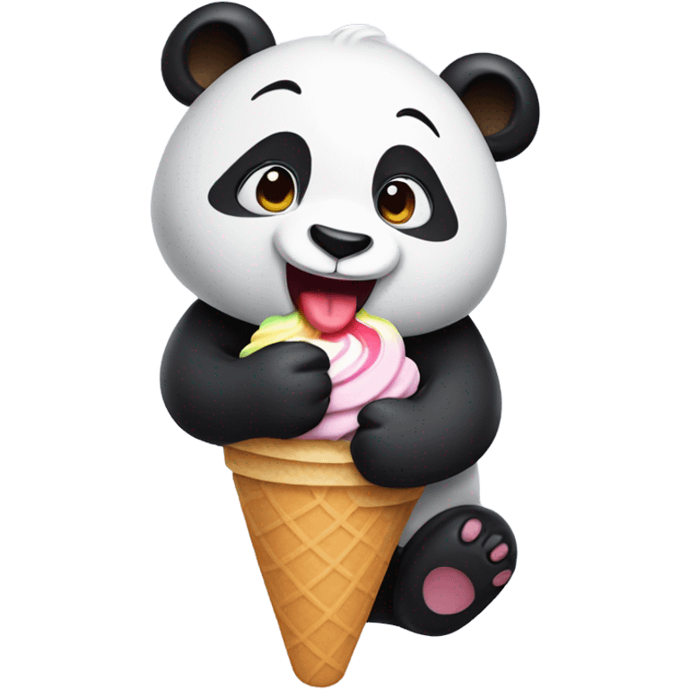 Panda eating ice cream emoji