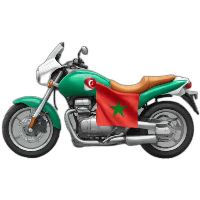 quelqu'un sur une moto avec le drapeau du Maroc derrière emoji