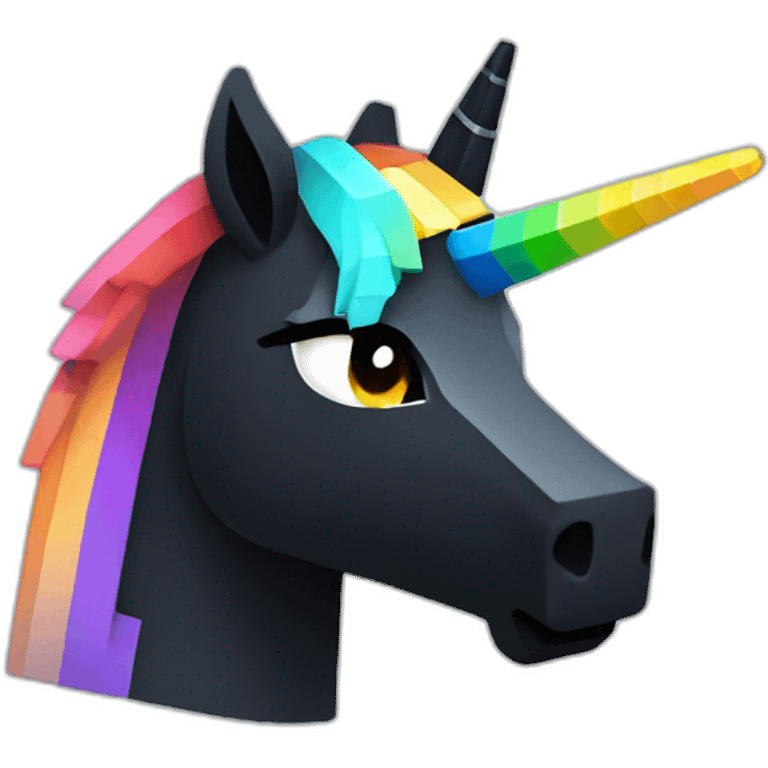 Minecraft Rainbow Black Unicorn Head With Diamond Horn emoji