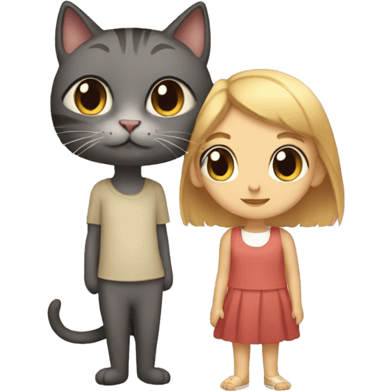 Cat and girl emoji