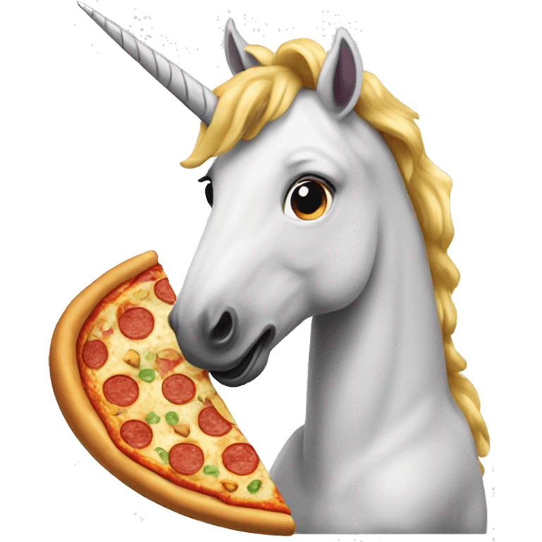 Unicorn eating pizza emoji