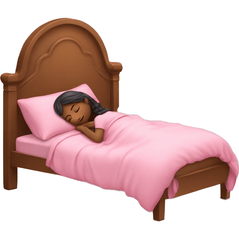 Girl sleeping in pink bed emoji