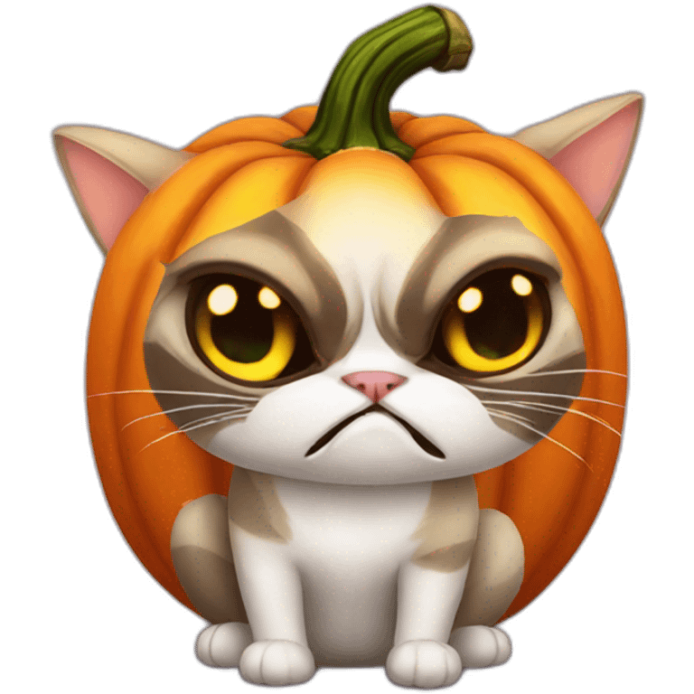 grumpy cat scary in halloween pumpkin emoji