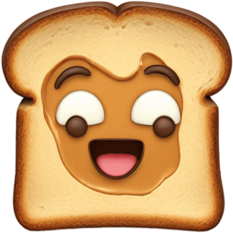 Peanut butter toast with a face  emoji