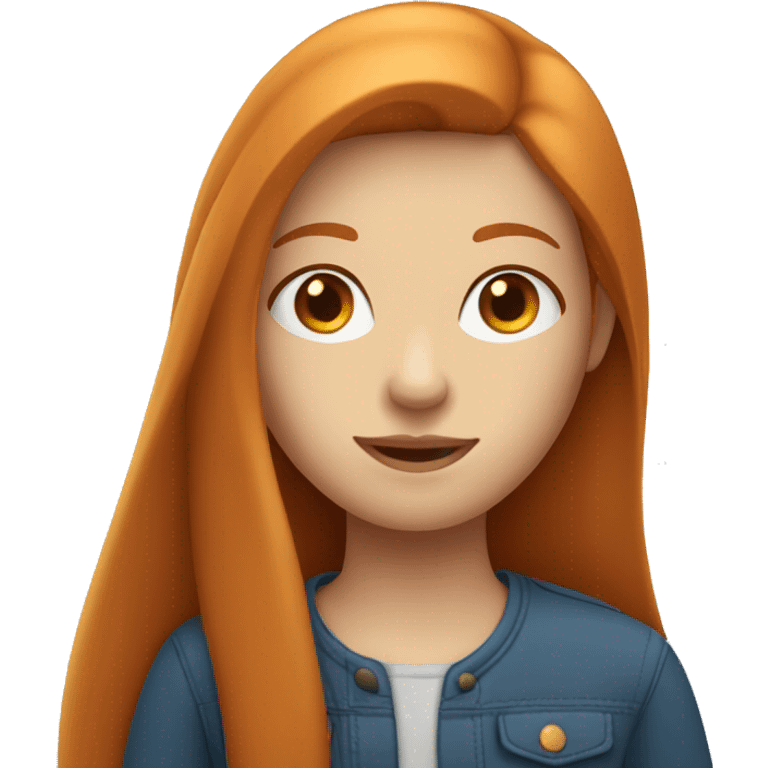 Ginger girl with thick straight hair and blue eyes travelling emoji