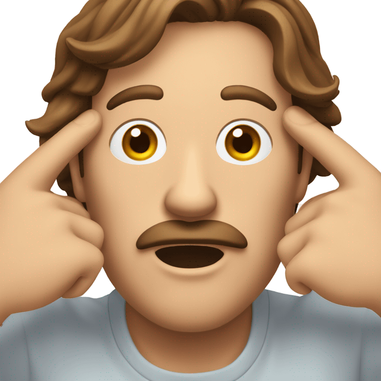 White guy brown long hair brown mustache mind blown   emoji