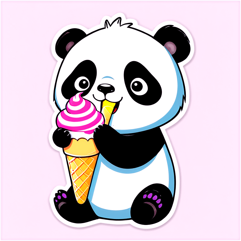 Panda eating ice cream emoji