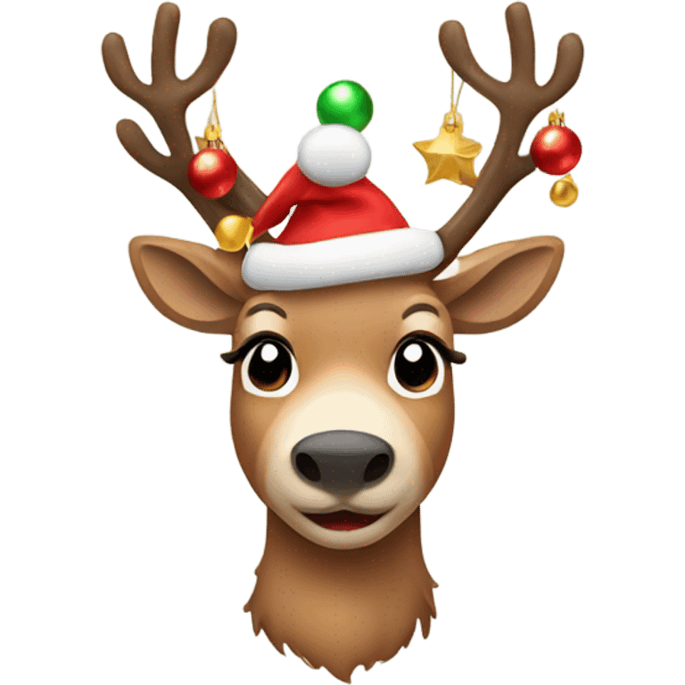 Reindeer wearing Christmas decorations  emoji